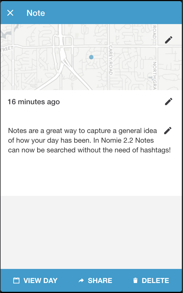 Nomie 2.2 Note view