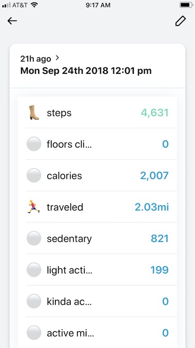IFTTT Fitbit Activity record within Nomie